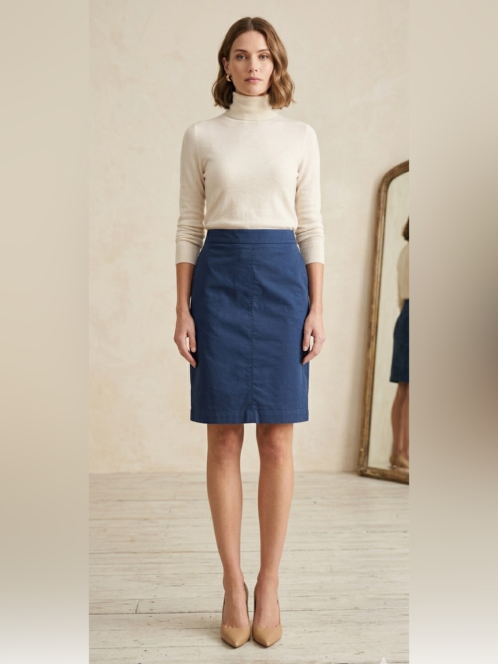 J. Crew || Woman’s Deep Blue cotton/strech  Pencil Skirt Sz 4